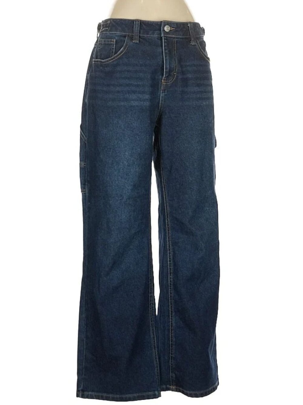 29 w Wide Leg Jeans Carpenter Blue Y2K Skater Adjustable Waist Love Cult Size 7
